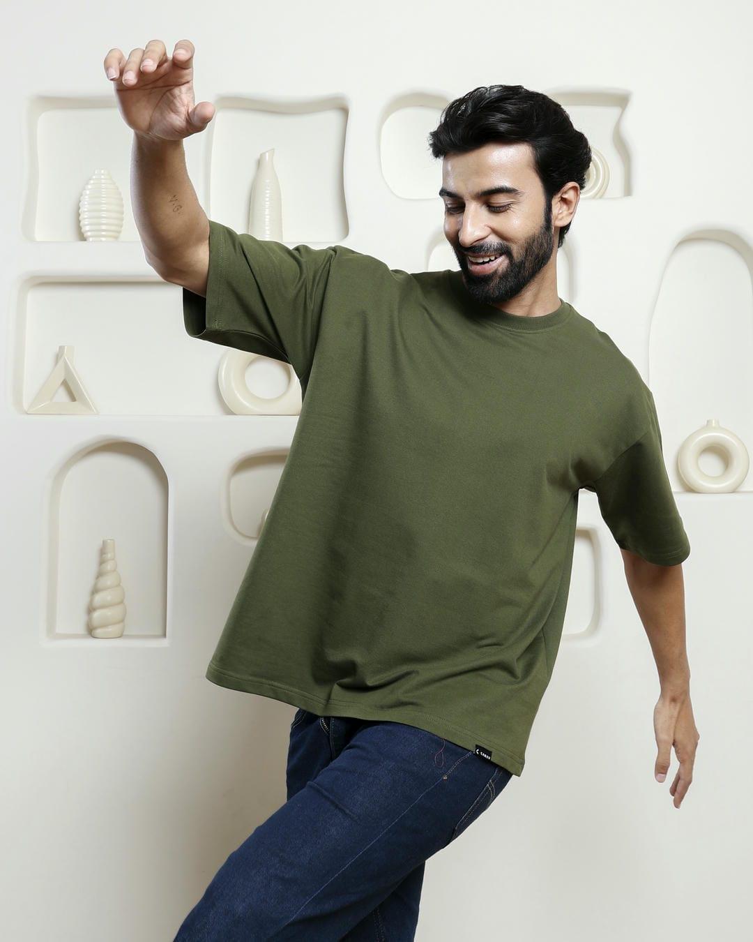 Olive Green Oversized T-Shirt - CARAV
